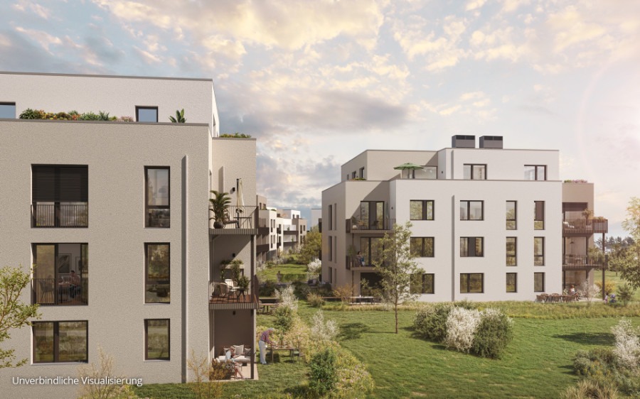 Visualisierung der Balkone und Gartenbereiche