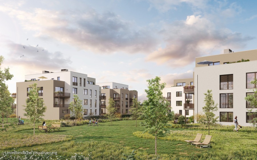 Bauvorhaben Floragärten in Naunhof bei Leipzig. Verkauf von 300 Eigentumswohnungen der Buwog am See durch GSK Immobilien AG.