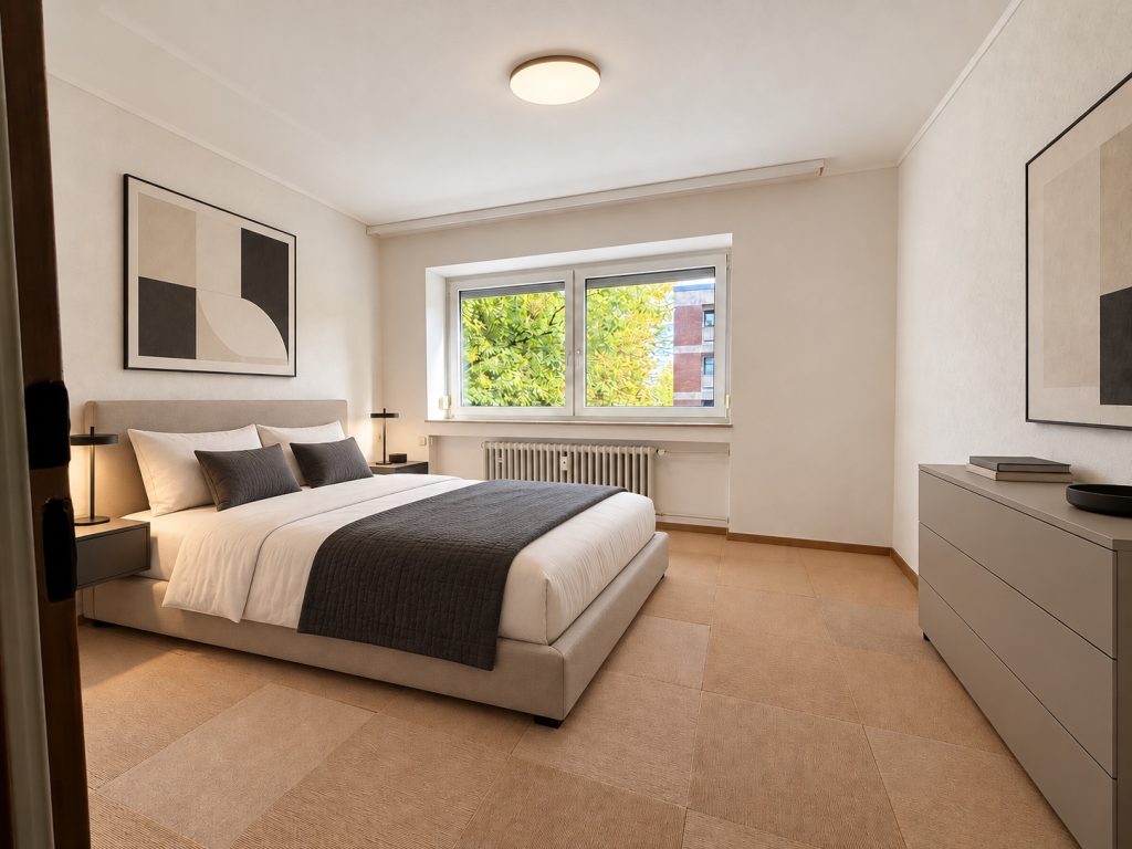 Großzügiges Schlafzimmer der 3-Zimmer-Wohnung in Wiesbaden-Schierstein