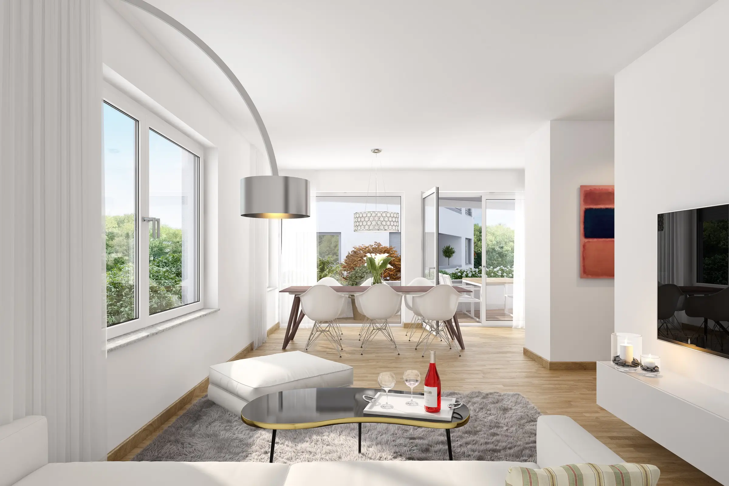 Parkquartier Heppenheim – heller Wohnbereich, Visualisierung
